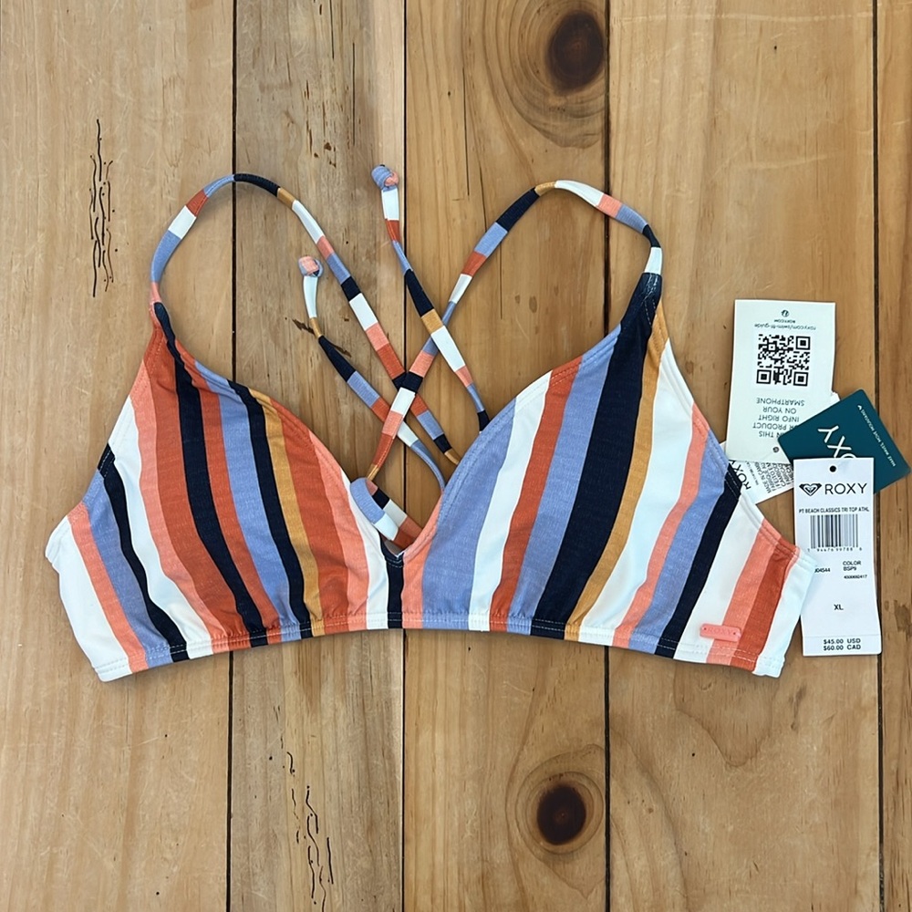 Roxy Beach Classics Athletic Triangle Stripe Biki… - image 2
